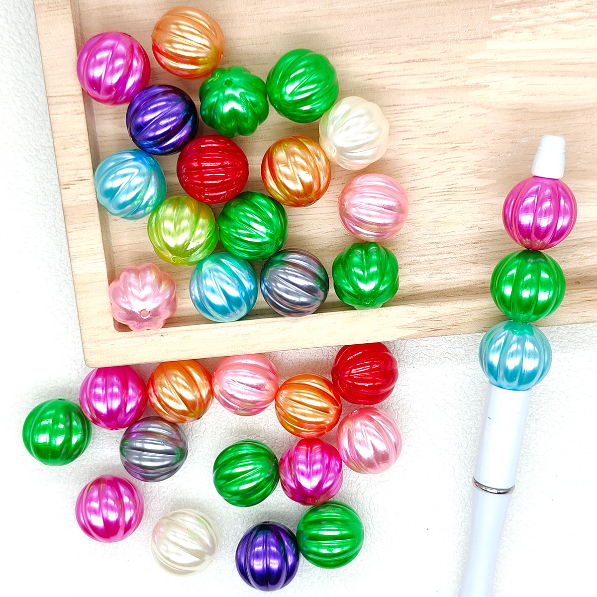 20mm Faux Pearl Pumpkin Bubblegum Acrylic Beads