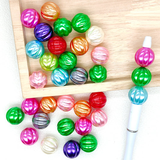 20mm Faux Pearl Pumpkin Bubblegum Acrylic Beads