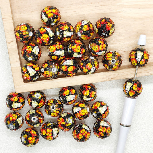 20mm Halloween Ghost Pumpkin Bubblegum Beads,Rhinestone Acrylic Beads
