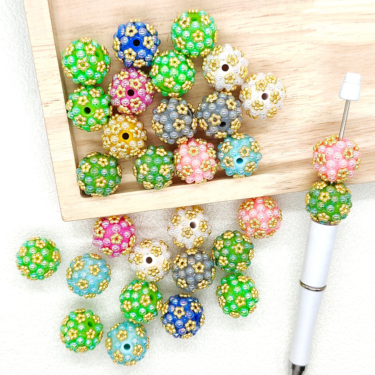 20mm Iridecent Fancy Rhinestone Acrylic Beads,Sparkly Bubblegum Beads