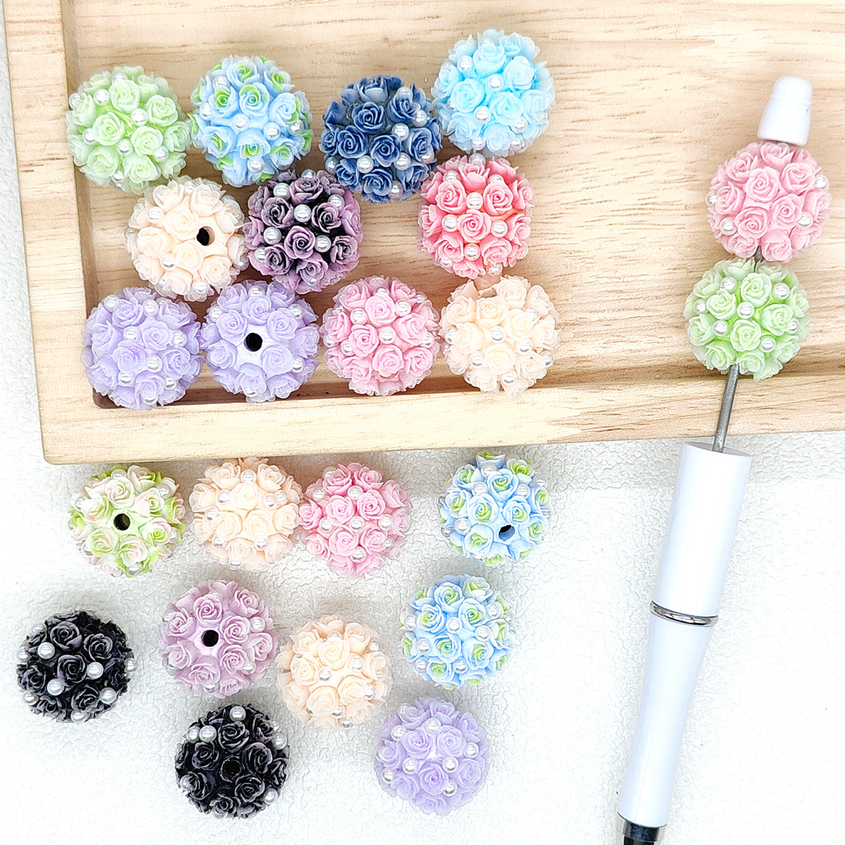 20mm Pearl Floral Fancy Ball,Flower Acrylic Bead