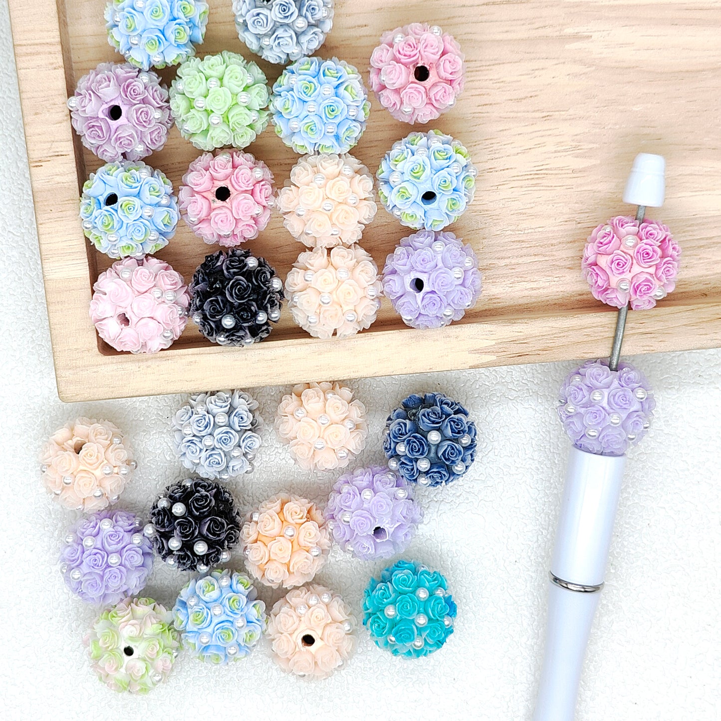 20mm Pearl Floral Fancy Ball,Flower Acrylic harm Beads