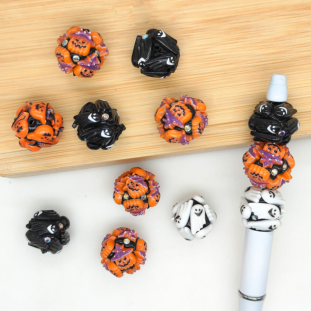 20mm Pumpkin Ghost Fancy Clay Beads,Halloween Ornament