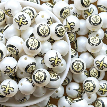 16mm Football Team Acrylic Beads,Frosted Pearl Gumball Beads