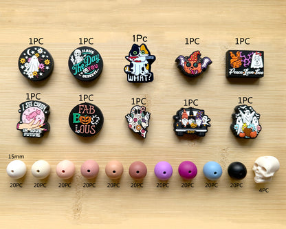 214Pcs Assorted Halloween Silicone Beads Set