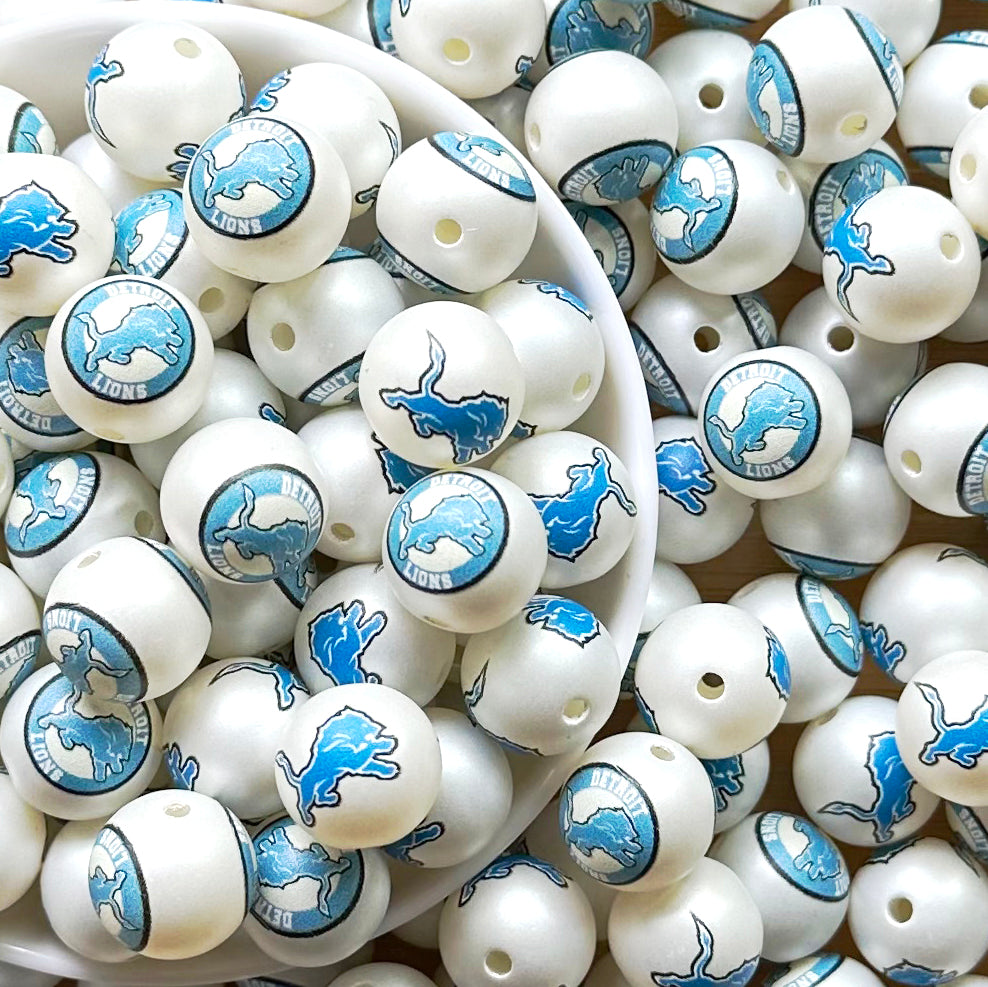 16mm Football Team Acrylic Beads,Frosted Pearl Gumball Beads