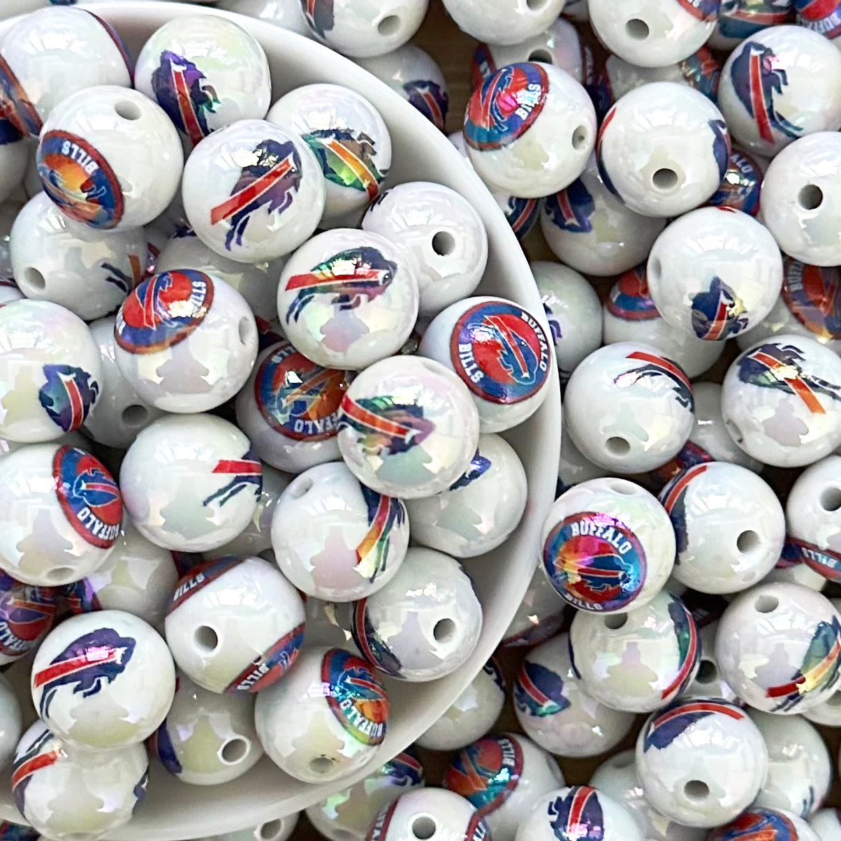 16mm UV Football Team Gumball Acrylic Beads