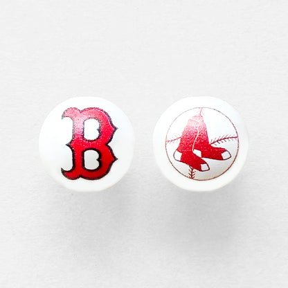 16mm Pearl Baseball Team Gumball Acrylic Beads