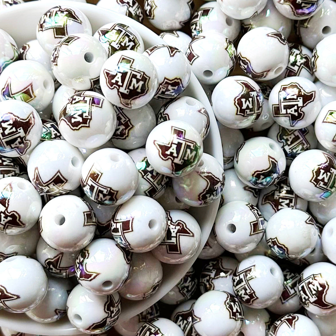 16mm UV College Football Team Gumball Acrylic Beads