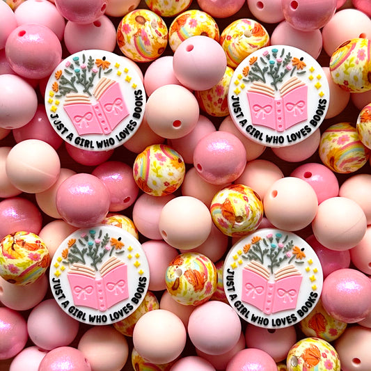 24Pcs Assorted Book Focal Beads,15mm Silicone Beads for Pen