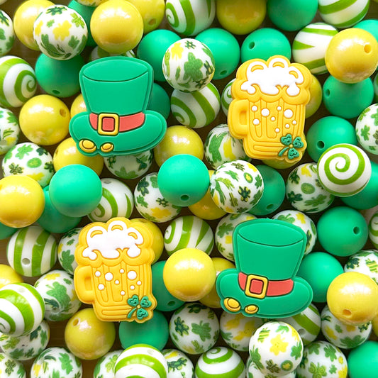24Pcs Assorted Loose Beads,St. Patricks Day Beads Mixed Lot