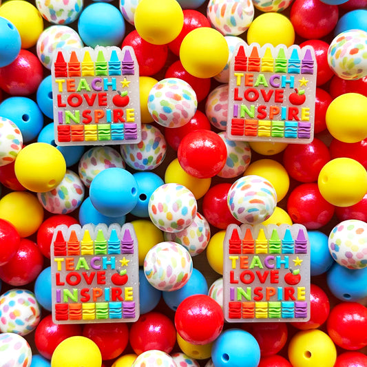 24Pcs Crayon Focal Beads Assorted,Colored Beads Mix,15mm Beads