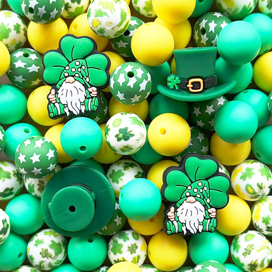 24Pcs Green Assorted Beads,Focal Beads,St. Patricks Day Beads