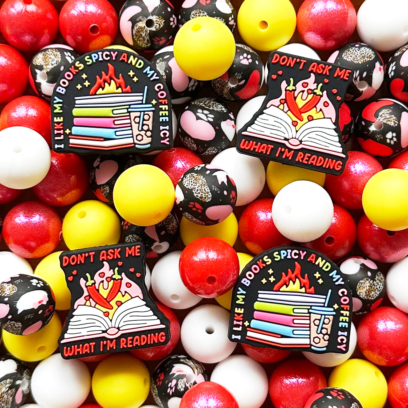 24Pcs Silicone Beads Focal Beads Assorted Lot,Keychain Beads,Mix Bead