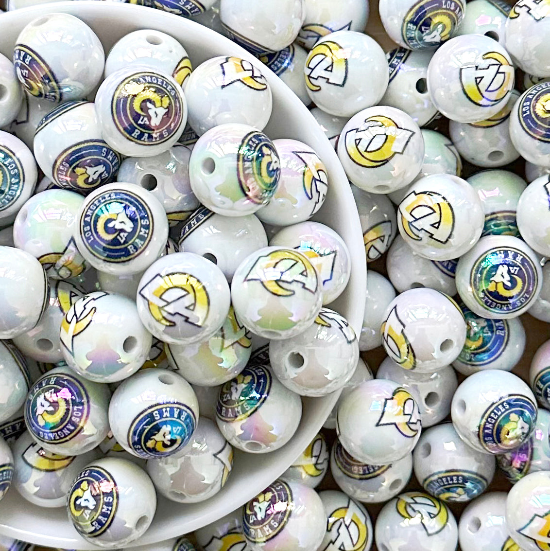 16mm UV Football Team Gumball Acrylic Beads