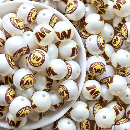 16mm Football Team Acrylic Beads,Frosted Pearl Gumball Beads