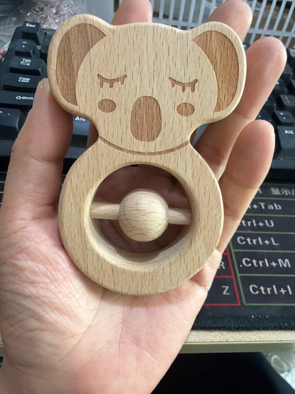 Natural Beech Wood Teether Rattle