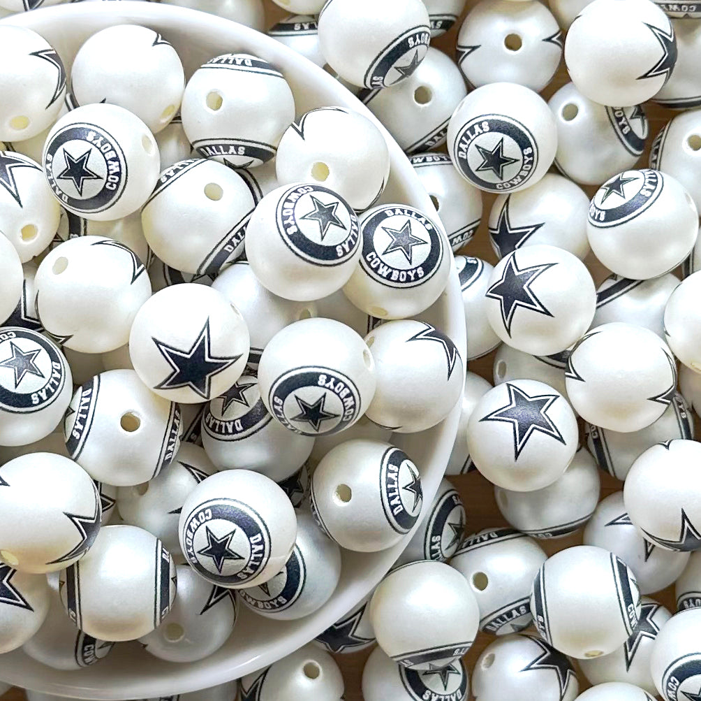 16mm Football Team Acrylic Beads,Frosted Pearl Gumball Beads