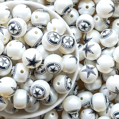 16mm Football Team Acrylic Beads,Frosted Pearl Gumball Beads