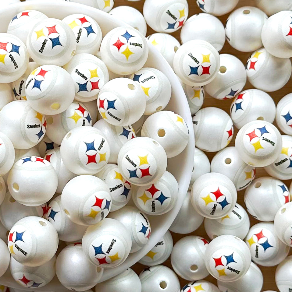 16mm Football Team Acrylic Beads,Frosted Pearl Gumball Beads