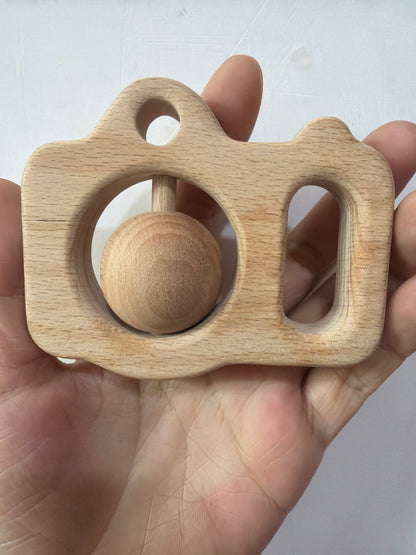 Natural Beech Wood Teether Rattle