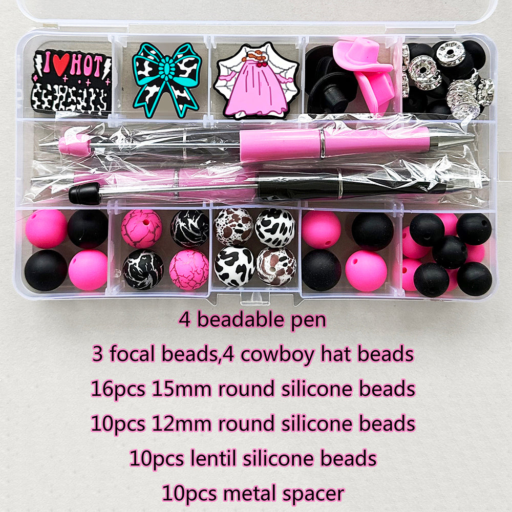 57Pcs Assorted Loose Bead Pen Kit,Cowboy Bead,Focal Beads