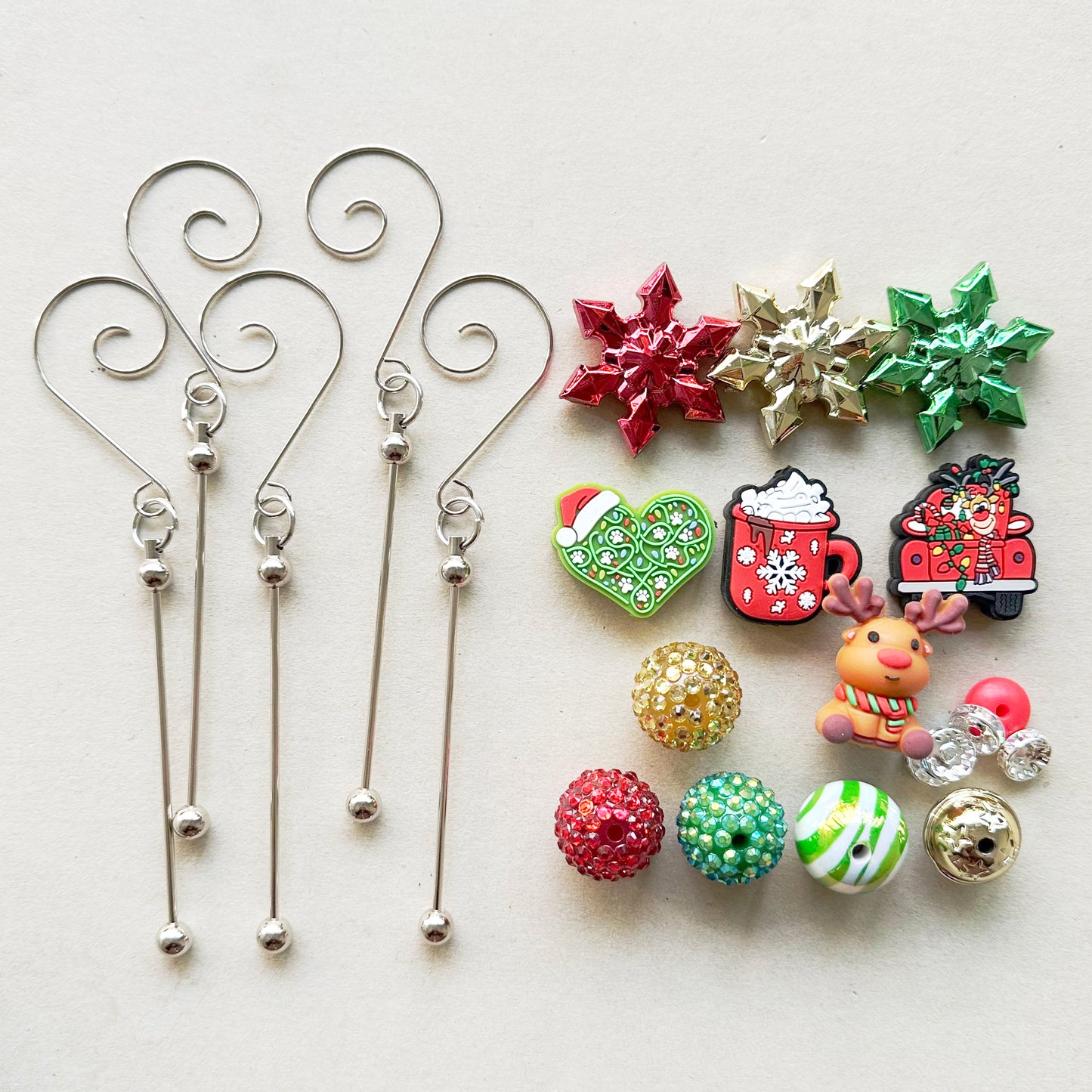 5 Sets DIY Beaded Christmas Tree Hook Kit,Ornament Hook Beadable