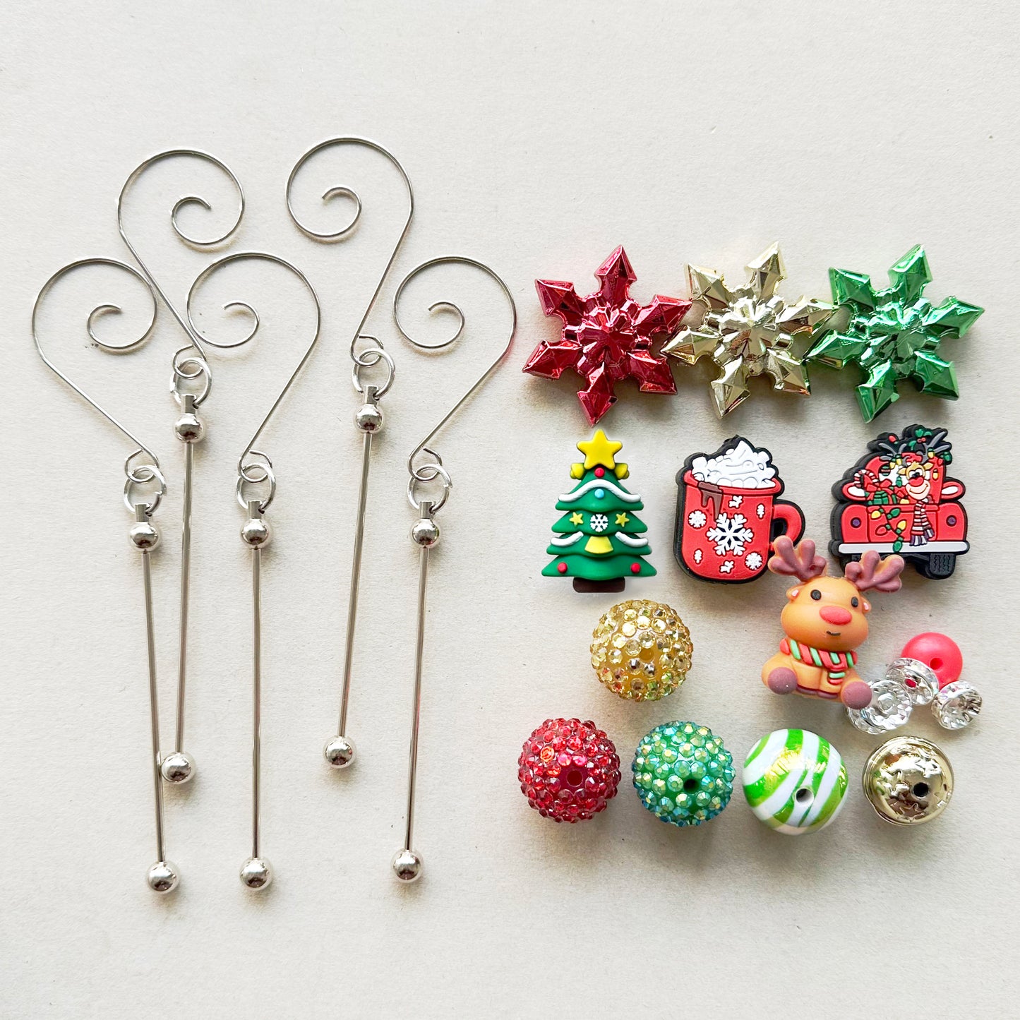 5 Sets DIY Beaded Christmas Tree Hook Kit,Ornament Hook Beadable