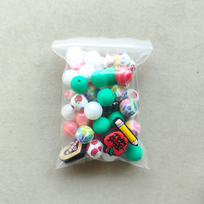 44Pcs Assorted Silicone Beads Teacher Focal Beads Bundle