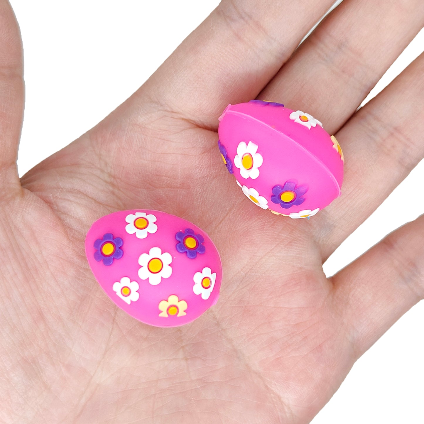 3D Easter Colorful Flower Eggs Silicone Focal Beads