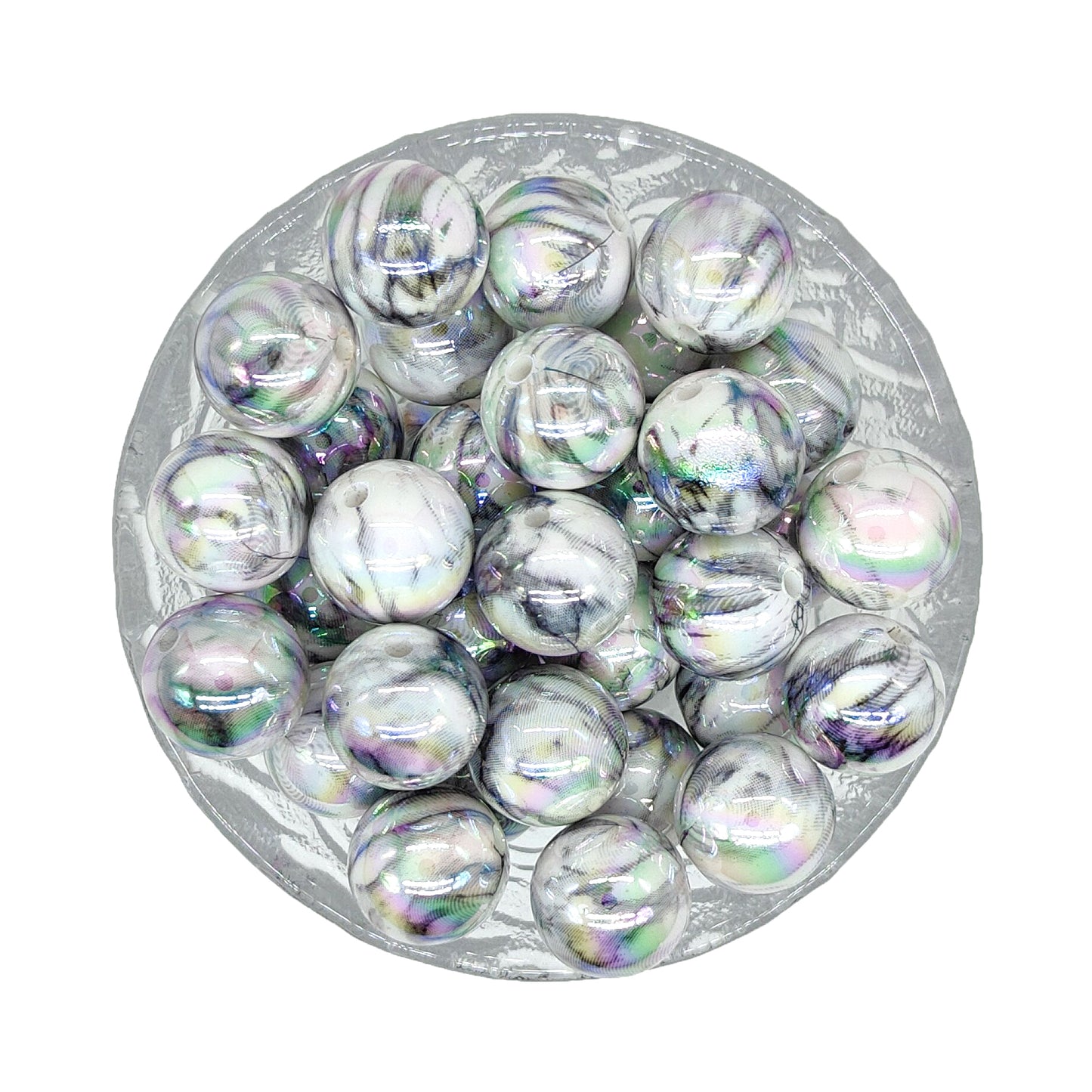 16mm Glossy UV Marble Print Gumball Acrylic Beads
