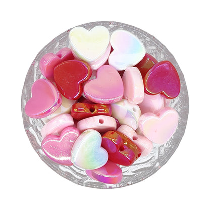 Mix Love Heart Shaped UV Acrylic Focal Beads