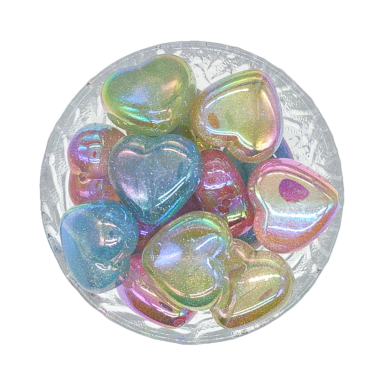 Mixed Color - Opal Heart Acrylic Beads