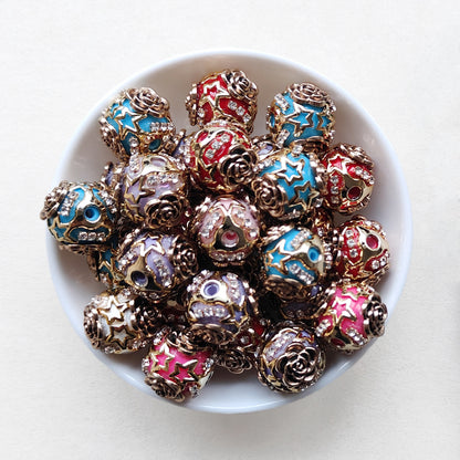 18mm Sparkle Rose Star Rhinestone Bubblegum Acrylic Beads