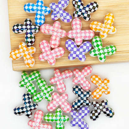 UV Checked Butterfly Mixed Color Acrylic Beads