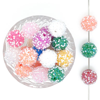 20mm Mix Pearl Rhinestone Sugar Bubblegum Acrylic Beads