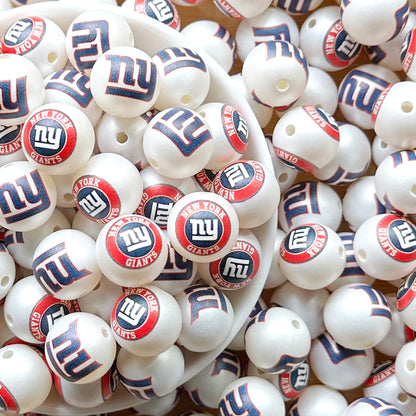 16mm Football Team Acrylic Beads,Frosted Pearl Gumball Beads