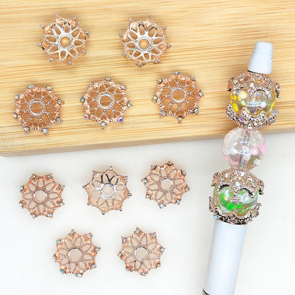 Fancy AB Rhinestone Metal Bead Cap fit 16mm Round Beads