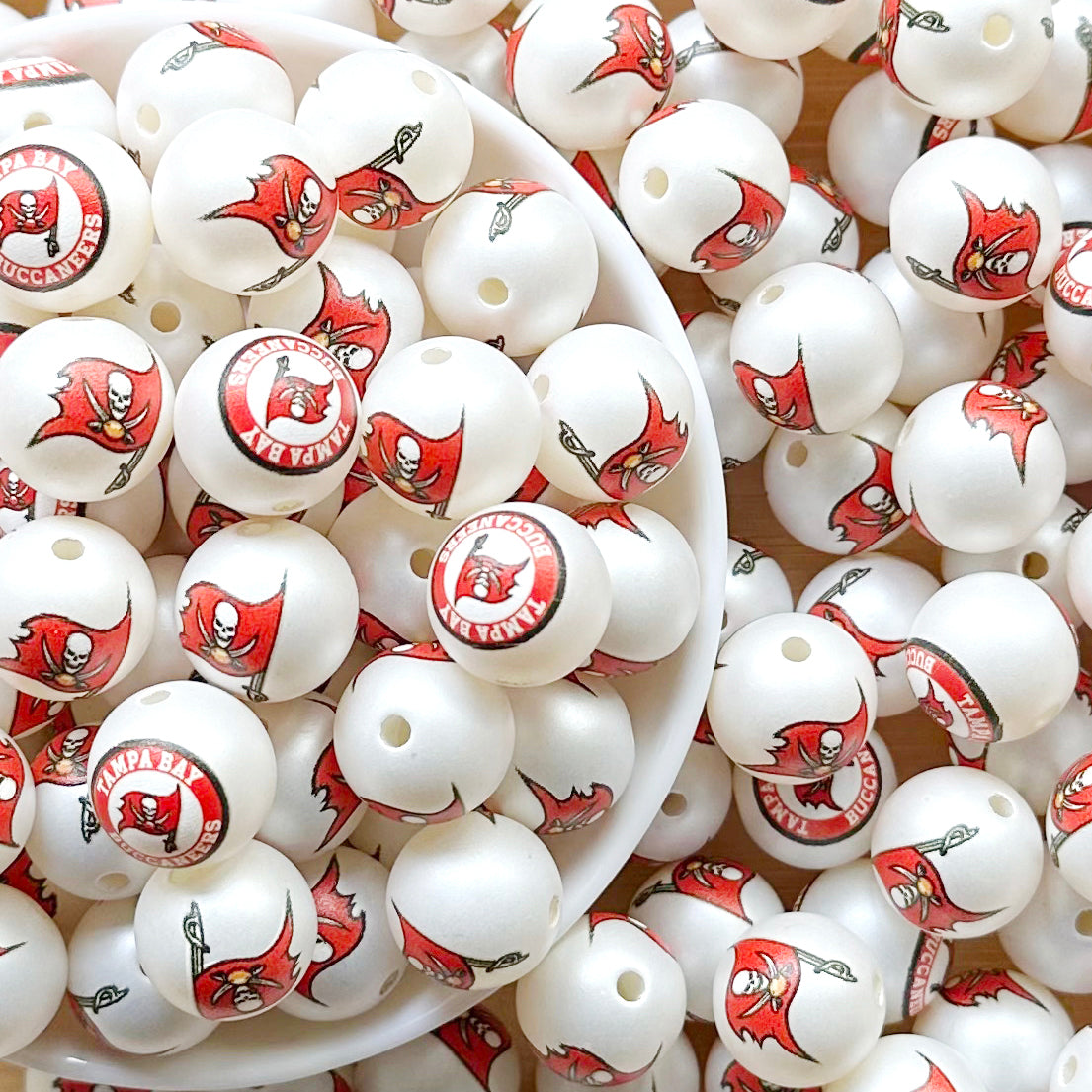 16mm Football Team Acrylic Beads,Frosted Pearl Gumball Beads