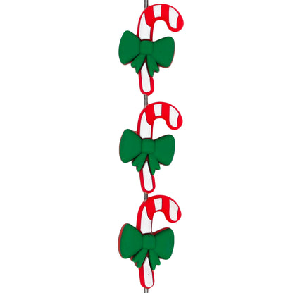 3D Bow Candy Cane Christmas Focal