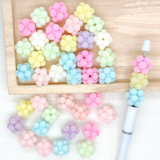 Flocked Bayberry Acrylic Beads,Fuzzy Beads