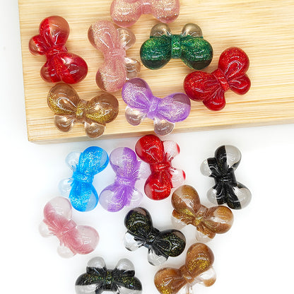 Shimmer Glitter Bowknot Shape Resin Beads,Acrylic Beads