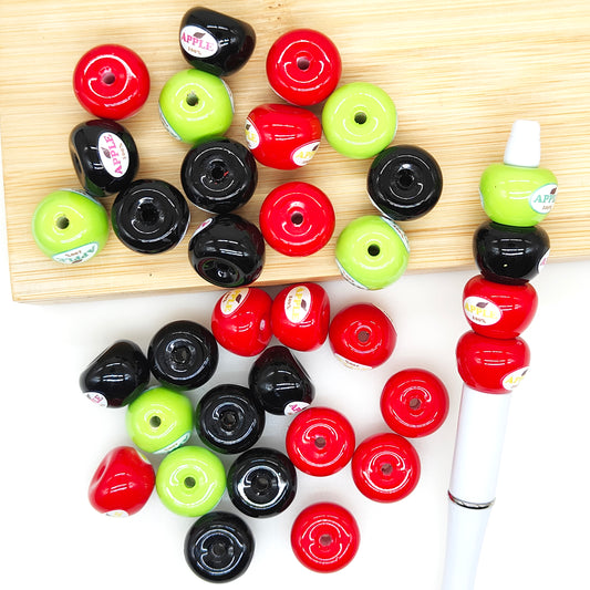 3D Apple Shaped Acrylic Beads,Random Mix Color