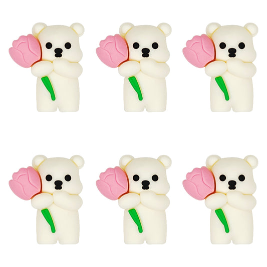 3D Bear Holding Tulip Focal