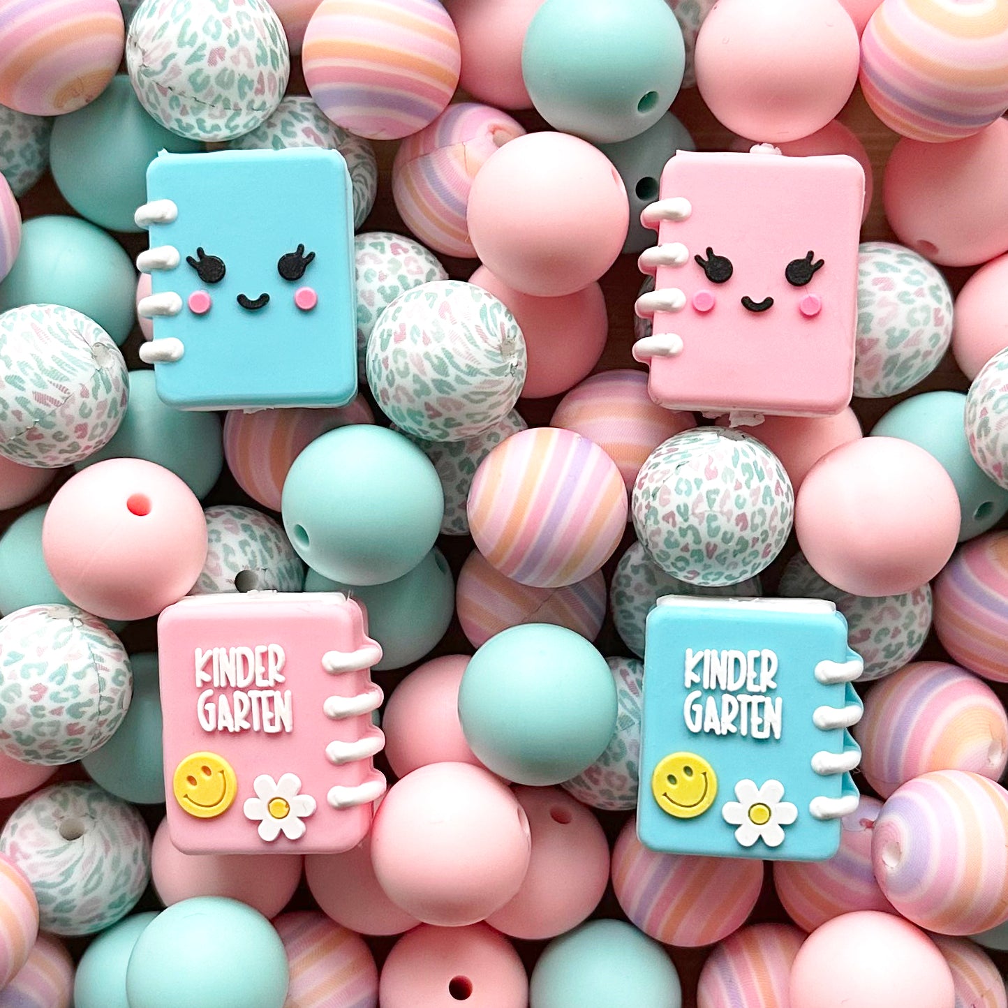 3D Book Beads,Bulk Silicone Beads,24Pcs Assorted Beads for Jewelry