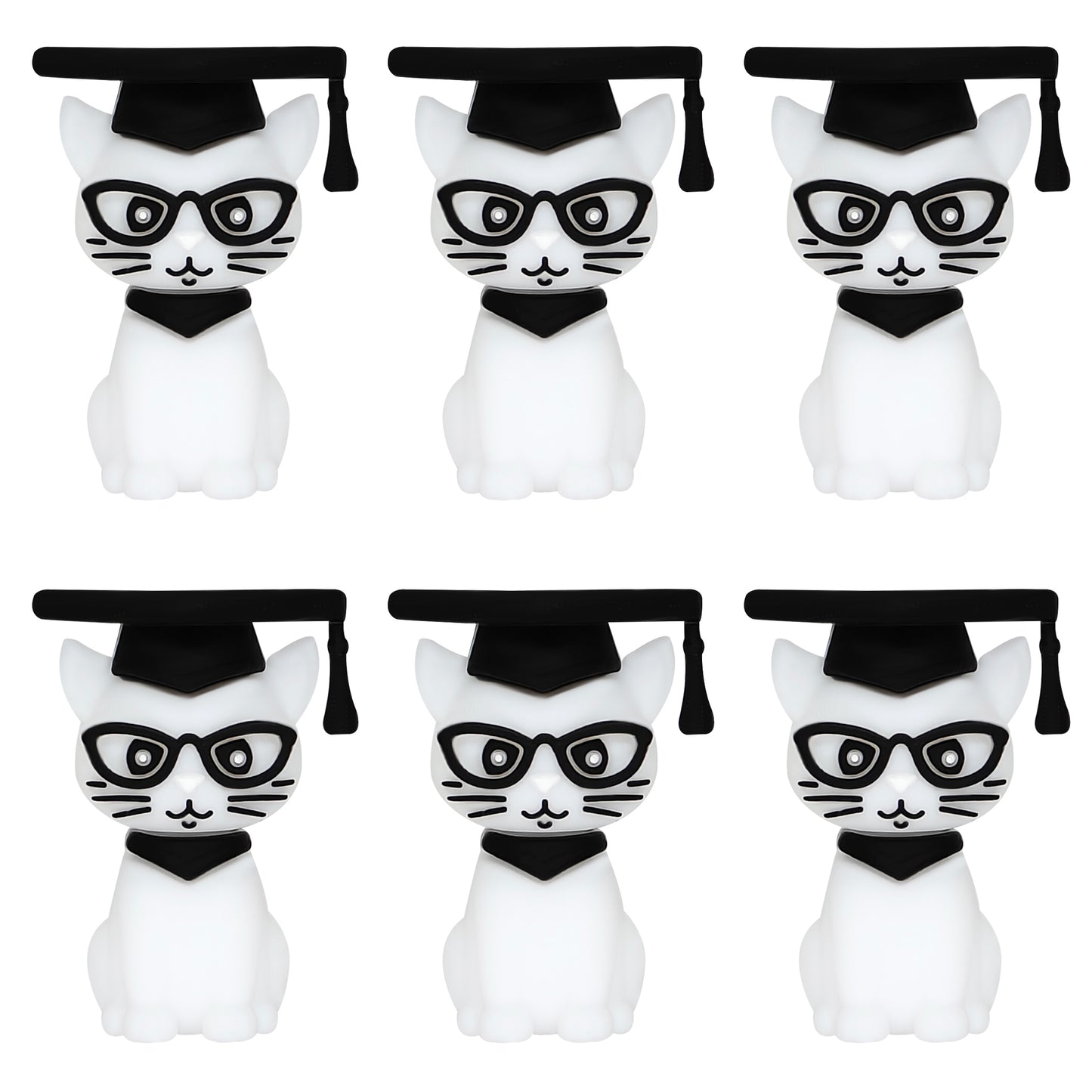 3D Cat with Graduation Hat Focal