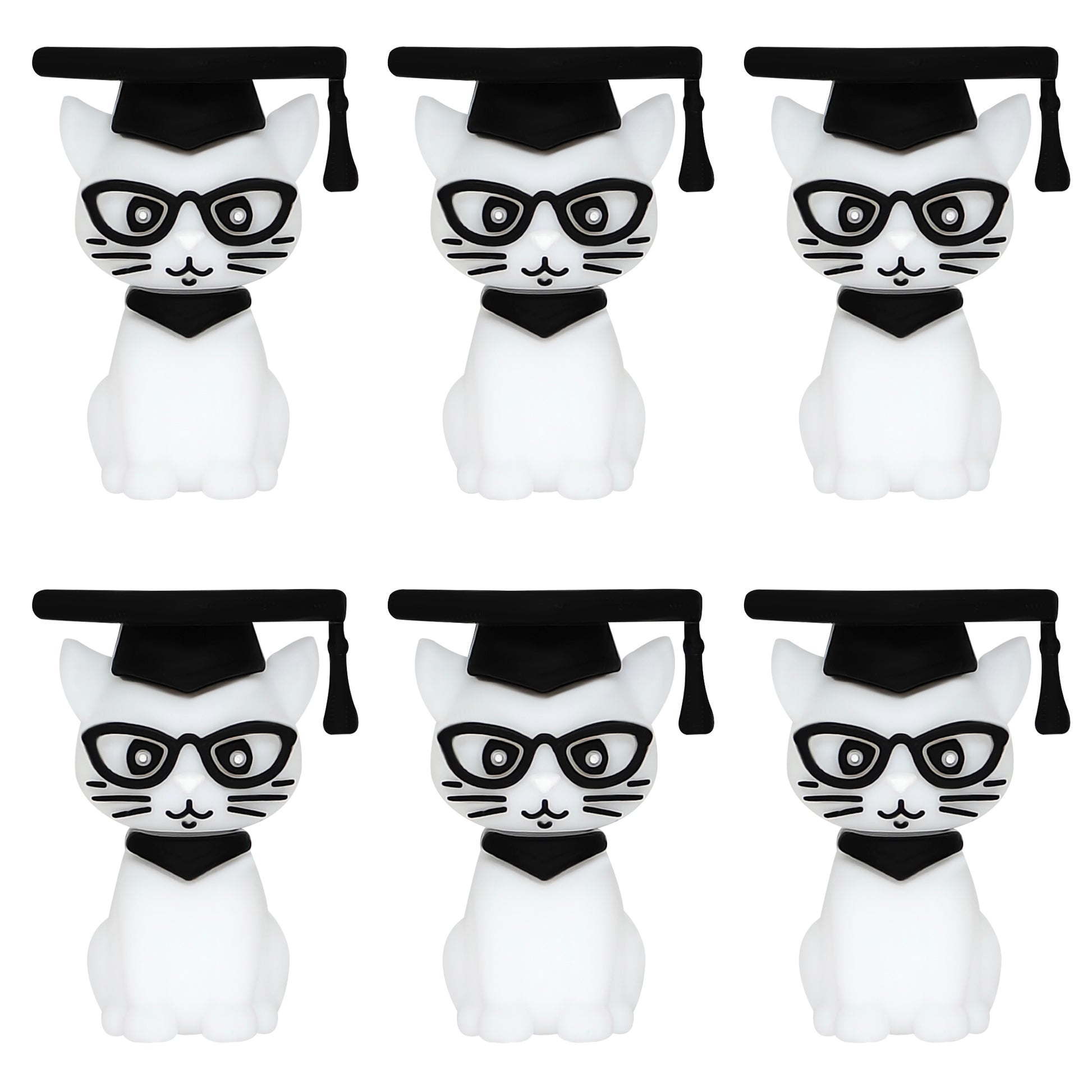 3D Cat with Graduation Hat Focal