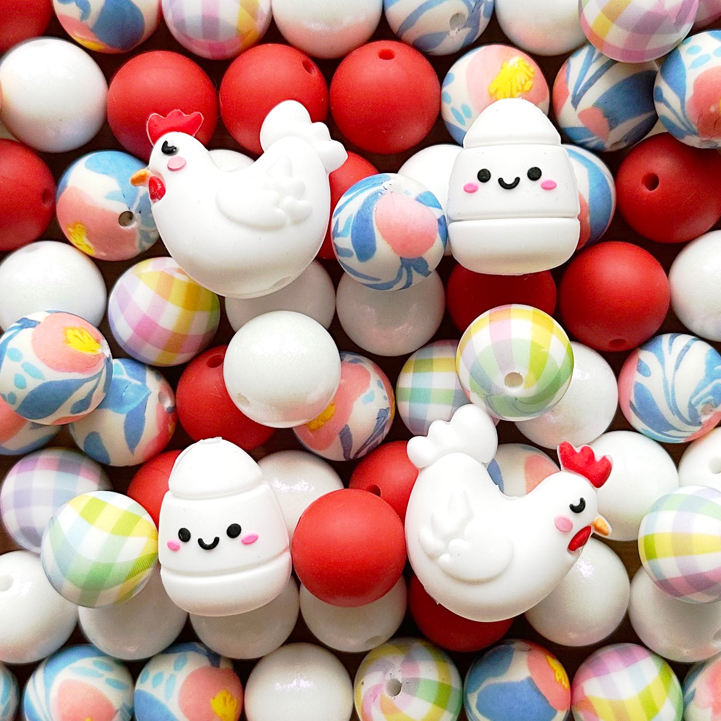 3D Chicken Egg Focal Beads,Assorted Beads,24Pcs Loose Silicone Beads