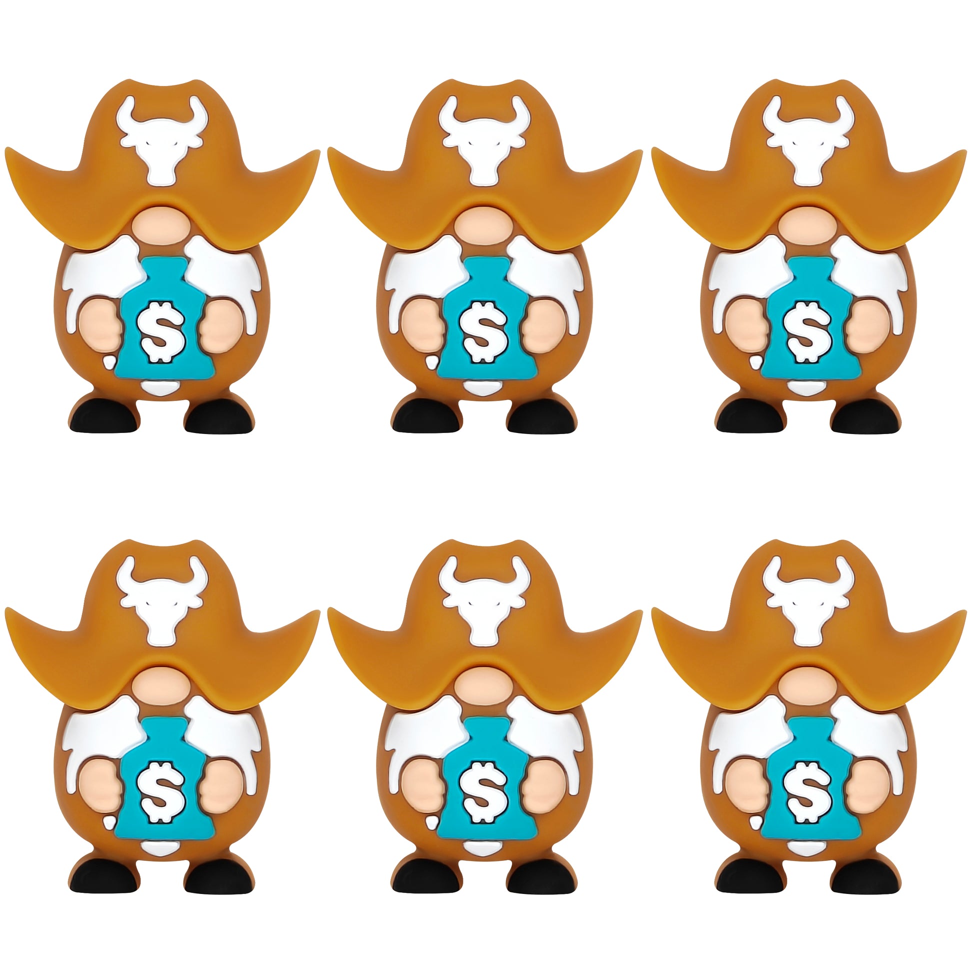 3D Cowboy Gnome with Money Bag Western Focal