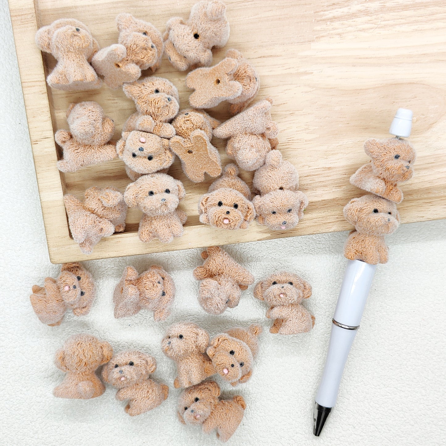 3D Dog Animal Flocked Shape Beads,Fuzzy Acrylic Focal Beads